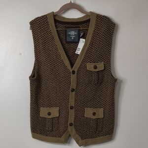 Men's Brown Chevron Knit Vest